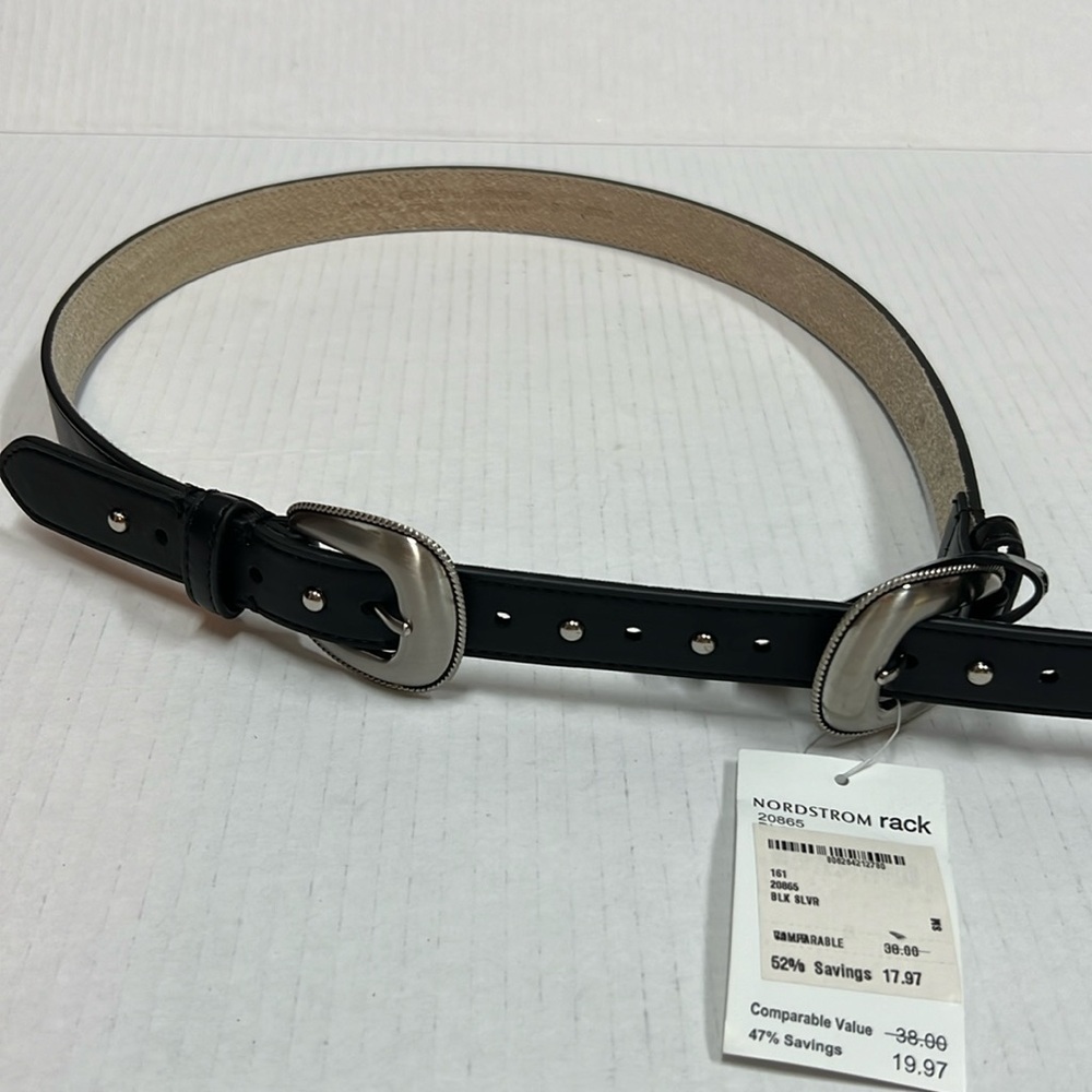 New Double buckle genuine leather size S belt